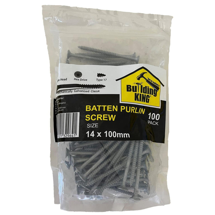 Batten Screw 100mm x 14g Type 17 hot dip galv x 100