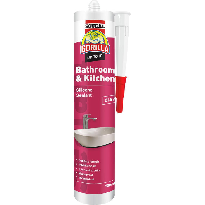 Holdfast Gorilla Bathroom & Kitchen Silicone Sealant 300ml Clear