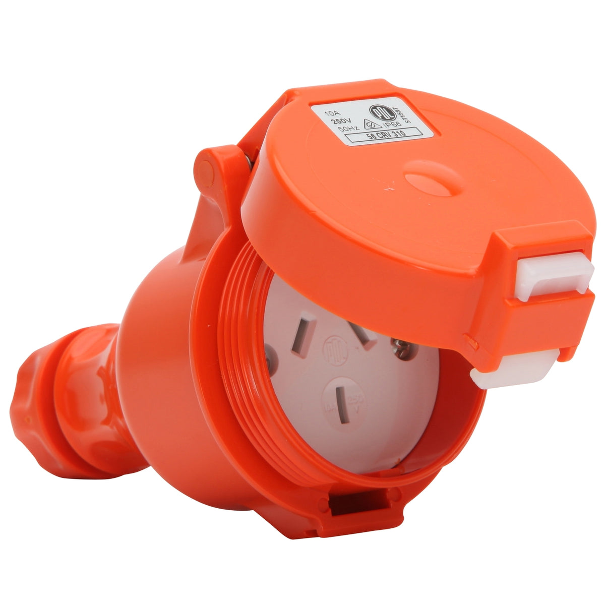 Pdl Cord Extension Socket, 10A, 250V, 3-Flat Pin, Resistant Orange ...