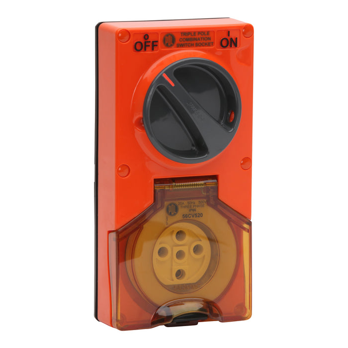 56 Series Switched Socket 20A 5pin Valox Orange