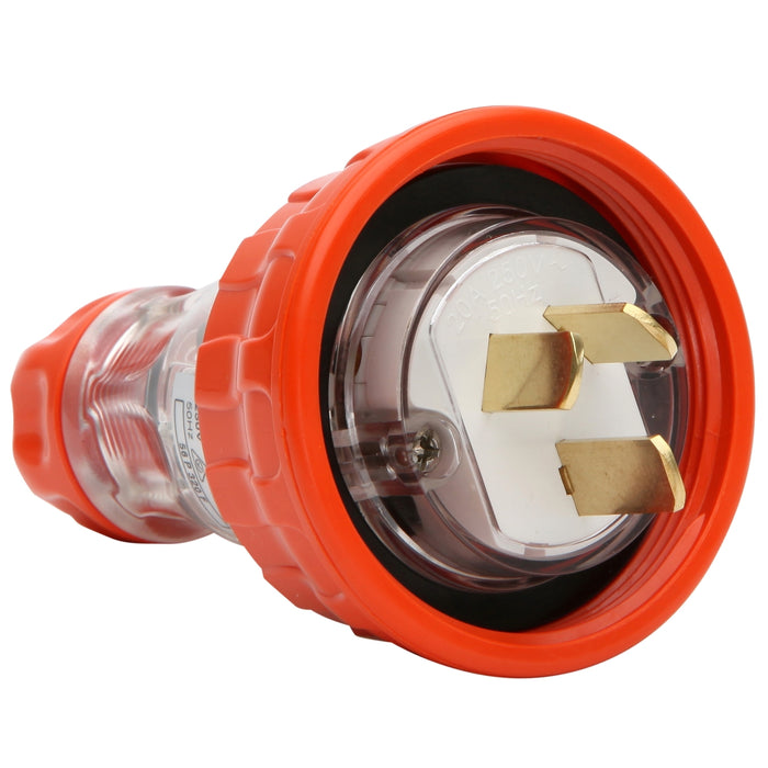 Pdl Plug Pdl Plug - Straight, 20A, 250V, 3-Flat Pin, Clear/Orange — Scott Electrical