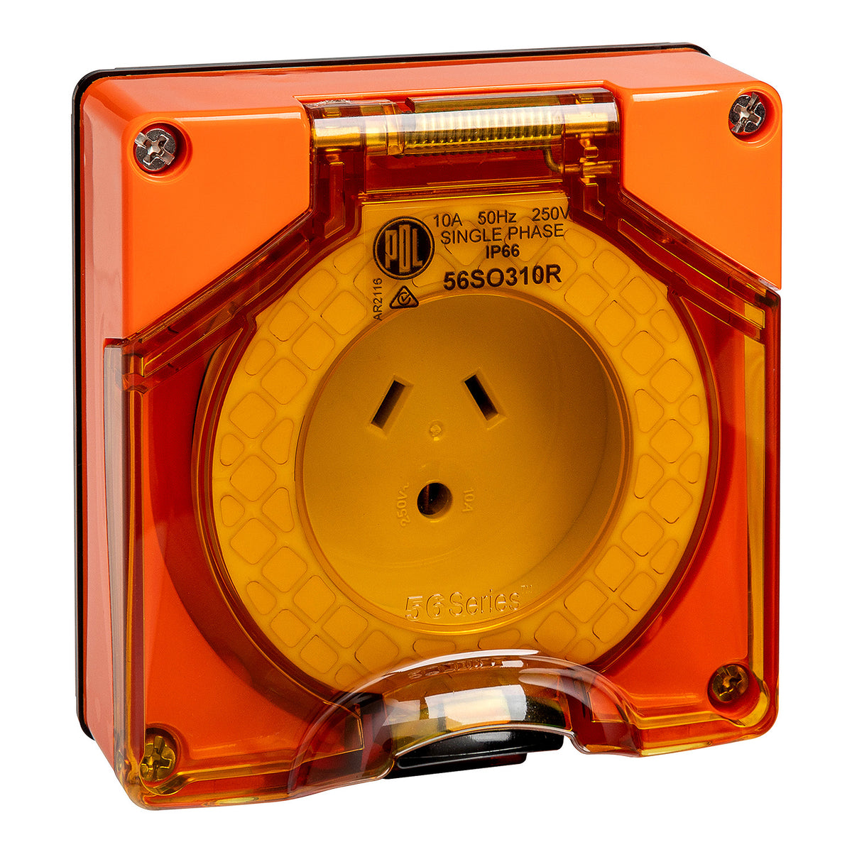 56 Series Socket 10A 3pin Round Earth Valox Orange — Scott Electrical