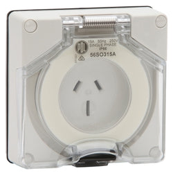 Pdl Auto socket 15A Grey 250V, 1-Gang, 3-Flat Pin