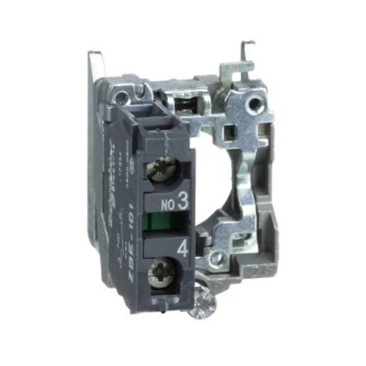 Schneider Harmony XB4, Single contact block with body/fixing collar, metal, spring clamp terminal, 1 NO