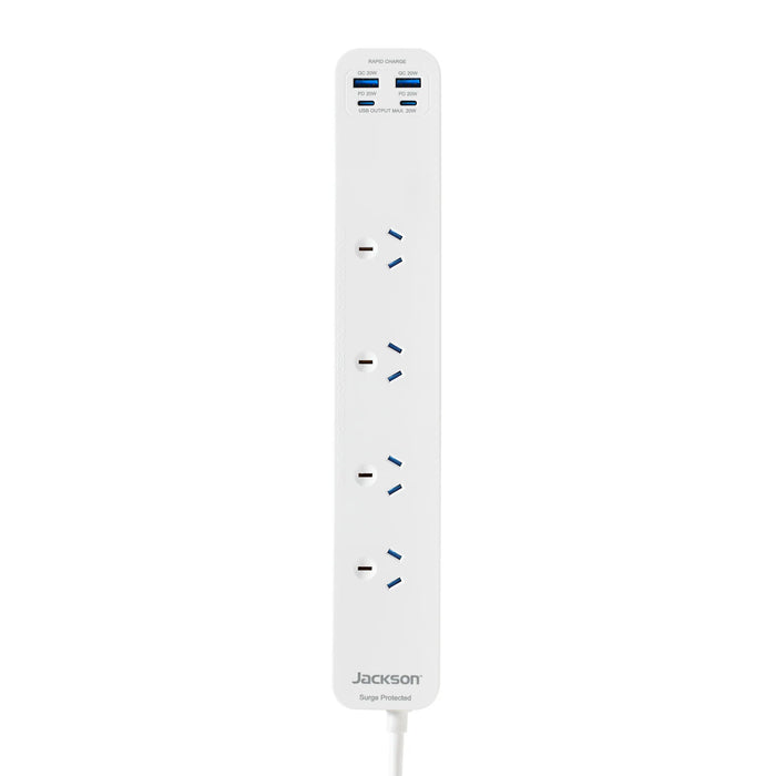 Jackson 20W USB-A +USB-C 4 Outlet Powerboard