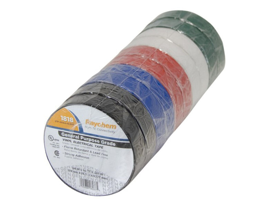 Raychem ITRP PVC General Purpose PVC Electrical Tape Rainbow Pack 10pc