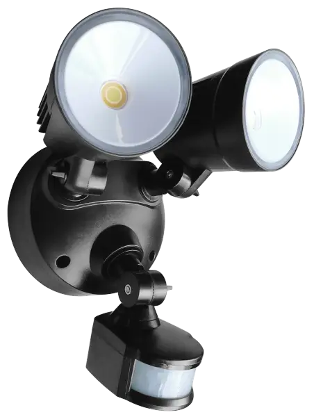 Robus Chase 20W LED Double Spot Wall Light, with PIR Sensor, CCT, selectable 3000K,4000K,6000K, black