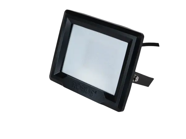 Robus HiLume 50W LED flood light, IP65, Black, 4000K, c/w 1m flex