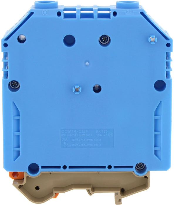 Conta-Clip Single level 150mm Terminal Block (Blue) - TS35 DIN Rail onl