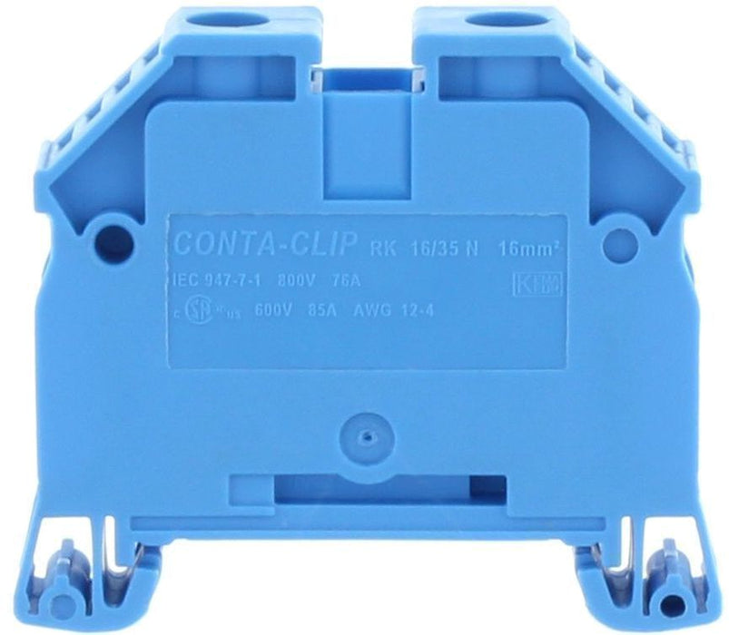 Conta-Clip Single level 16mm Terminal Block (Blue) - TS35 DIN Rail only