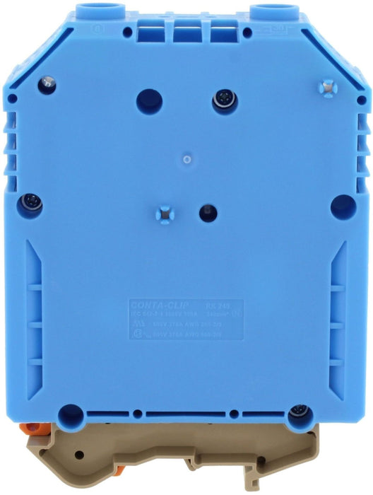 Conta-Clip Single level 240mm Terminal Block (Blue) - TS35 DIN Rail onl