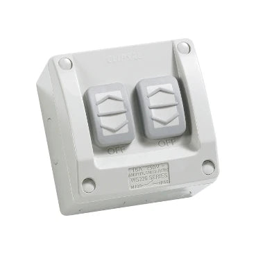 Clipsal Switch 2G W/P 15A 250V WS226/2-RG