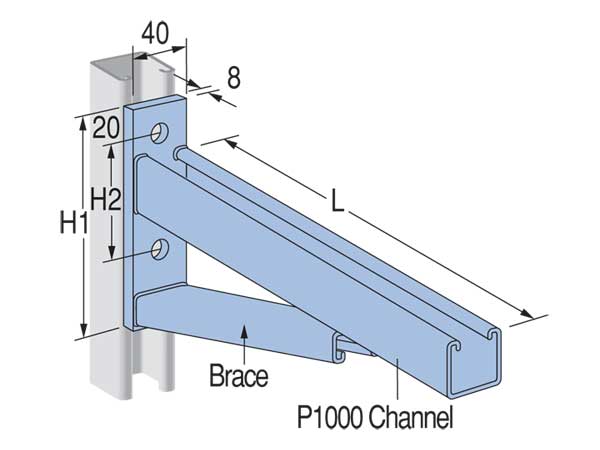 Unistrut 2091192 Bracket Cantilever HDG 470mm H