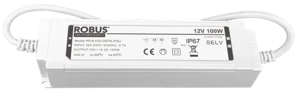 Robus VEGAS 100W, 12V, IP67 constant voltage driver, non dimmable