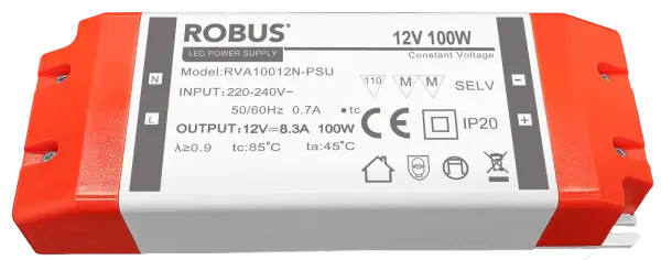 Robus VEGAS 100W, 12V, IP20 constant voltage driver, non dimmable