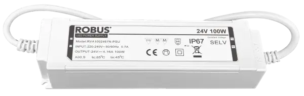 Robus VEGAS 100W, 24V, IP67 constant voltage driver, non dimmable