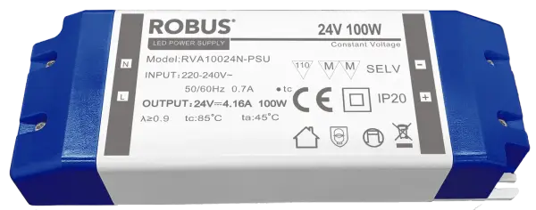 Robus VEGAS 100W, 24V, IP20 constant voltage driver, non dimmable