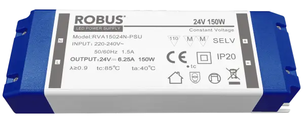 Robus VEGAS 150W, 24V, IP20 constant voltage driver, non dimmable