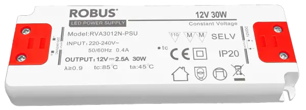 Robus VEGAS 30W, 12V, IP20 constant voltage driver, non dimmable