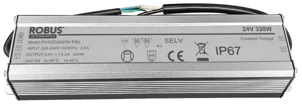 Robus VEGAS 320W, 24V, IP67 constant voltage driver, non dimmable