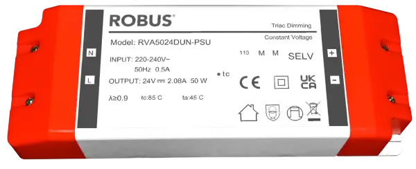 Robus VEGAS 50W, 24V, IP20 driver, triac dimmable