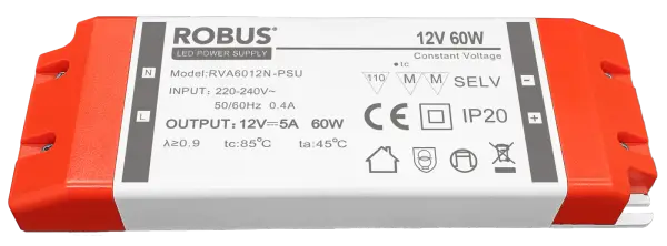 Robus VEGAS 60W, 12V, IP20 constant voltage driver, non dimmable