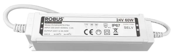 Robus VEGAS 60W, 24V, IP67 constant voltage driver, non dimmable