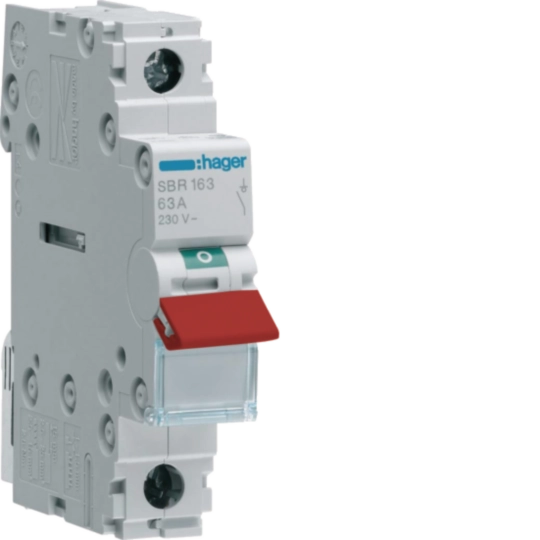 Hager 1P 40A Switch Red Toggle
