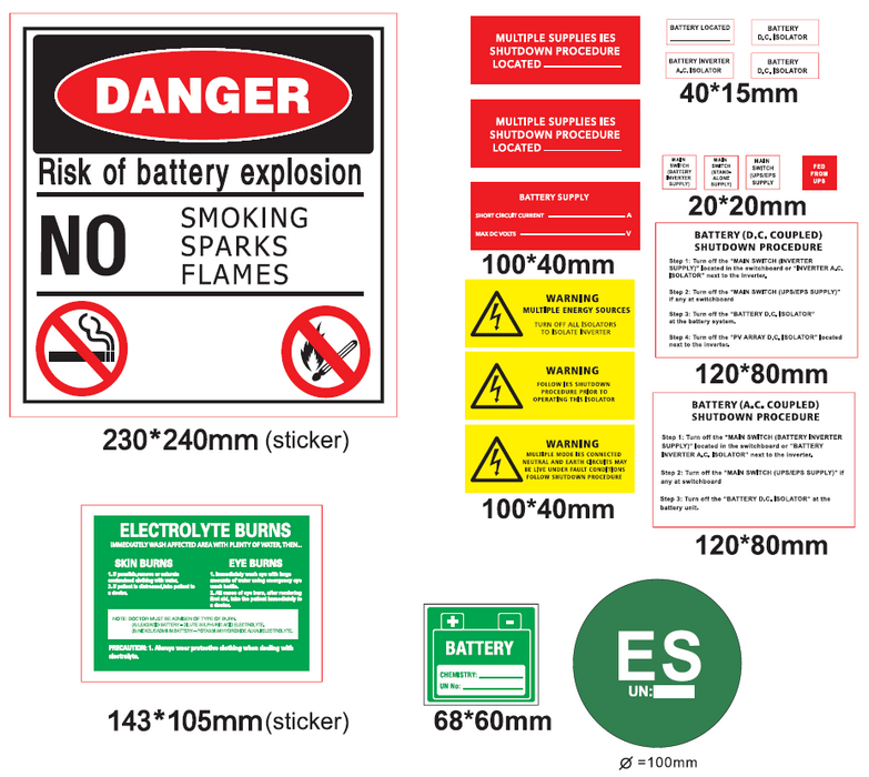 PGK Storage Label Kit