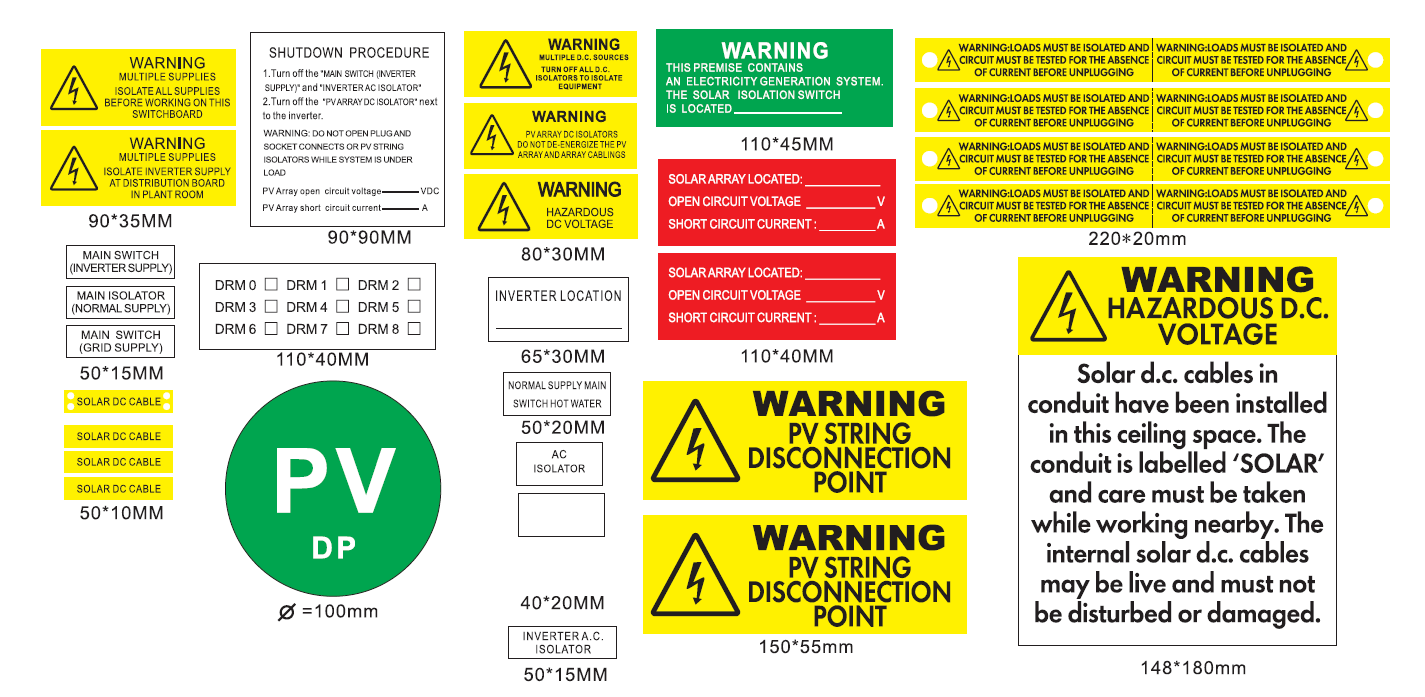 PGK Solar Label Kit Disconnection Point