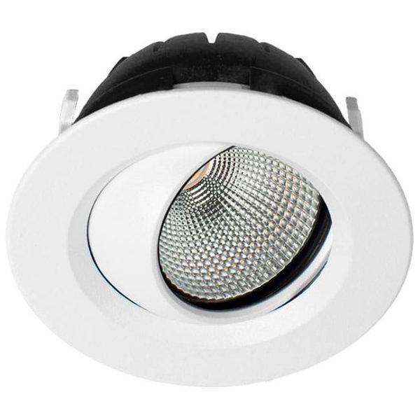 Switch Lighting 9.4W tilt DL. ultra low glare. CA135. 55deg. 3000K. 90CRI. 220mA dimming driver. textured white