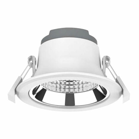 25W commercial downlight. IC-F. 650mA dimming driver. 60deg. Switchable CCT. 90CRI. Textured White