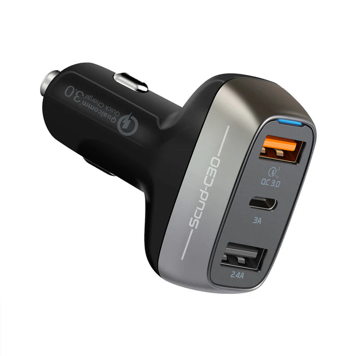CDY PROMATE Car Charger with USB Port & Qualcomm QC 3.0 Port. Black
