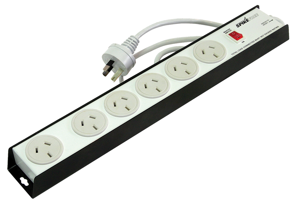 Spikefree 6way 10Amp 230V Metal Cased Surge Protected Plugbo