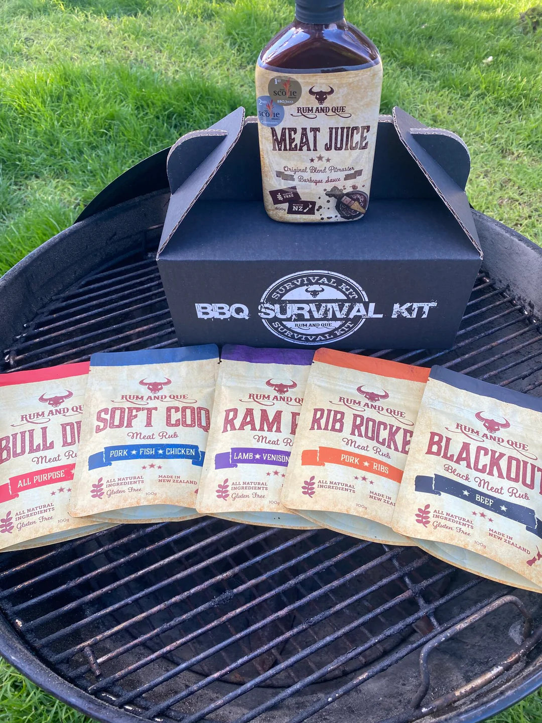 Rum and Que BBQ Survival Kit (5 x 150g Rubs, 1 x Meat Juice 500g ...
