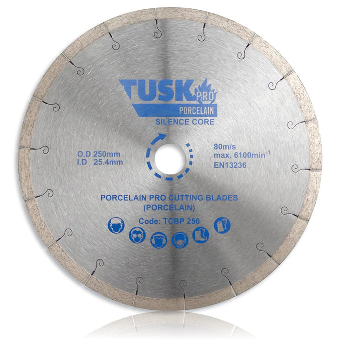 Tusk Porcelain Pro Cutting Blades - 250 x 2.2/1.8 x 10 x 25.4 Sil
