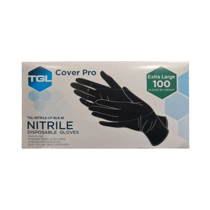 Black Nitrile Gloves Box 100 XL Long Cuff