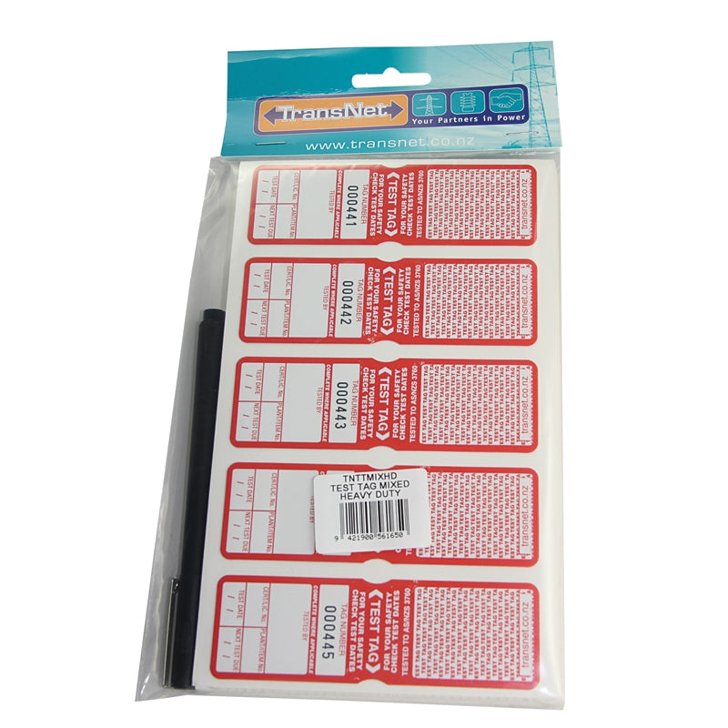 Transnet 100PKT TEST TAG MIXED HEAVY DUTY — Scott Electrical