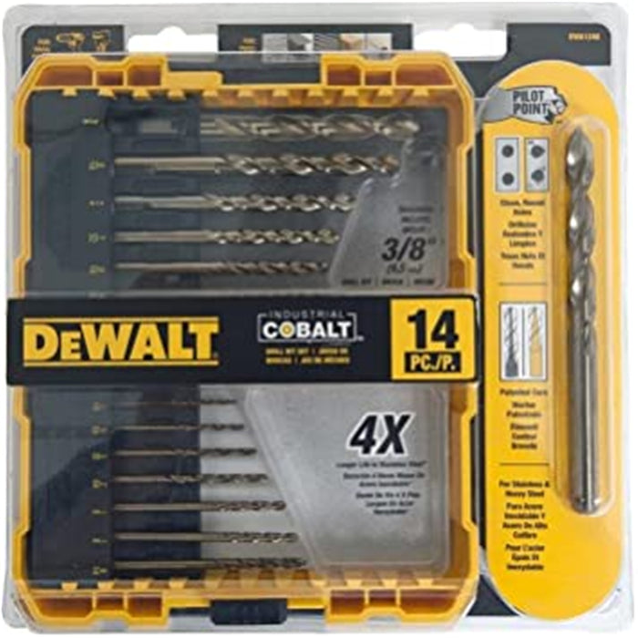 Dewalt HSS-CO Extreme Tough Case Cobalt Pilot Point 14Pc Set 1/16 - 3/8"