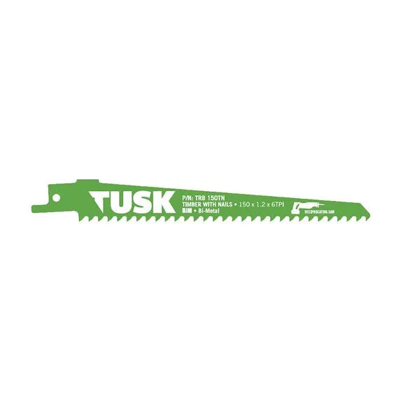 Tusk Bim Reciprocating Saw Blades For Timber With Nails 150  X 1.2 X 6TPI - 5 Pack