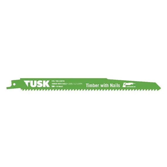 Tusk Bim Reciprocating Saw Blades For Timber With Nails 228  X 1.2 X 6TPI - 5 Pack