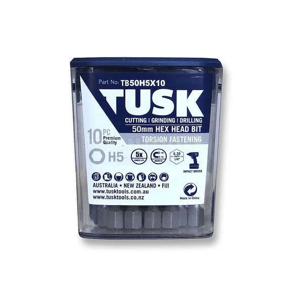 Tusk Torsion Bits 50mm Hex 5 x 10pc