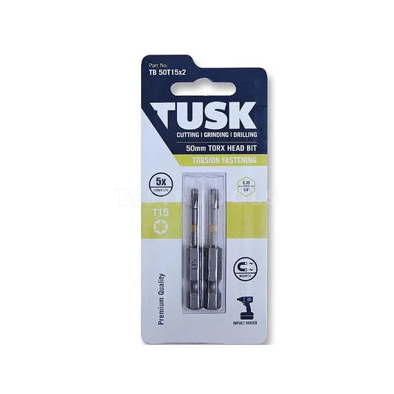 Tusk Torsion Bits 50mm Torx15 x 2pc