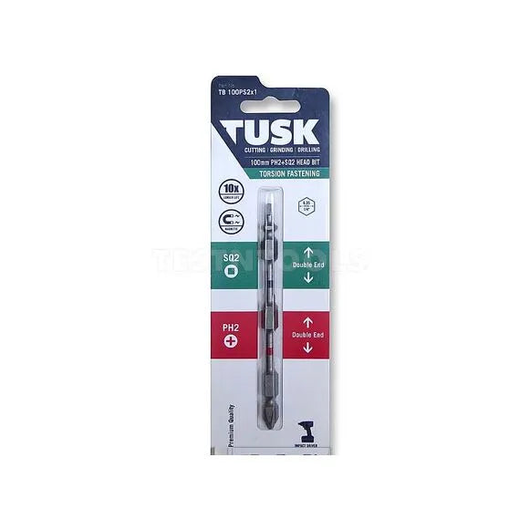 Tusk Torsion Bits - 100mm Double End PH2SQ2 x 1pc