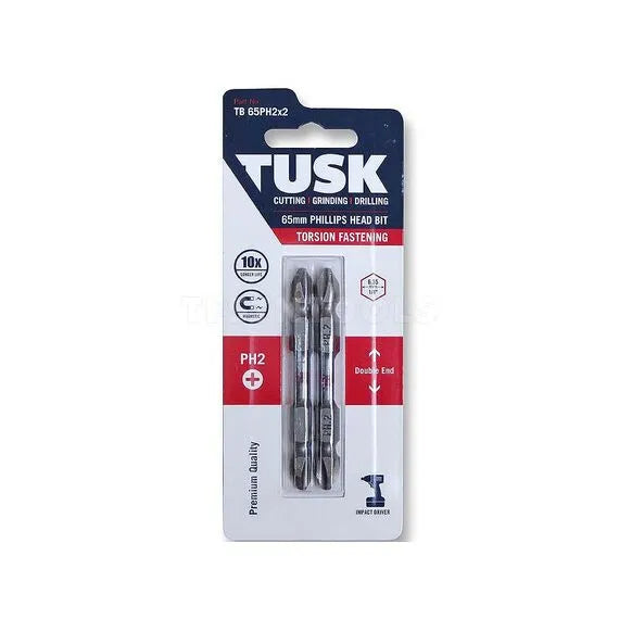 Tusk Torsion Bits - 65mm Double End PH2 x 2pc