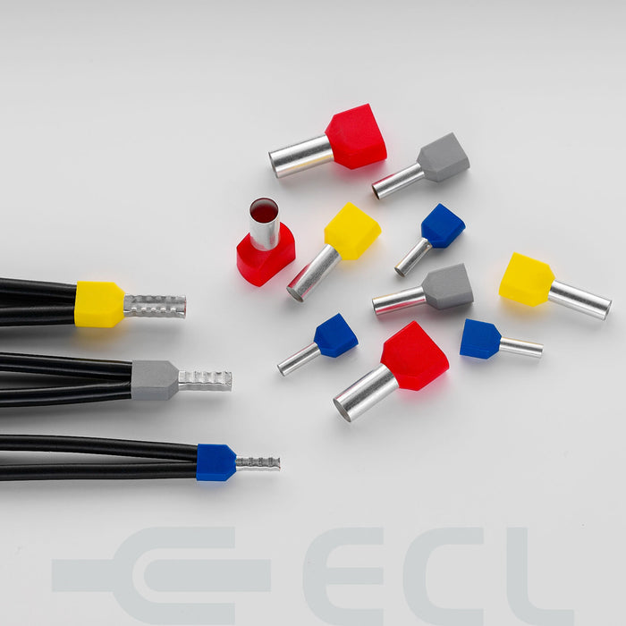 ECL Insulated ferrule twin 6.0mm - 14mm pin Yellow 100Pcs