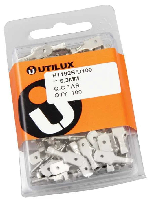 Utilux 100PKT BRASS TERMINAL 6.3MM QC TAB