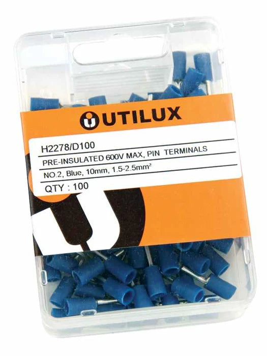 Utilux 100PKT PRE-INSULATED PIN BLUE