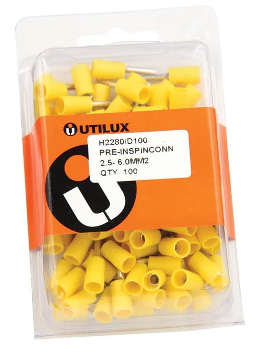 Utilux 100PKT PRE-INSULATED  PIN YELLOW