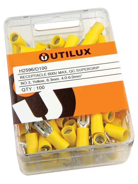 Utilux 100PKT PRE-INSULATED S/GRIP YELLOW